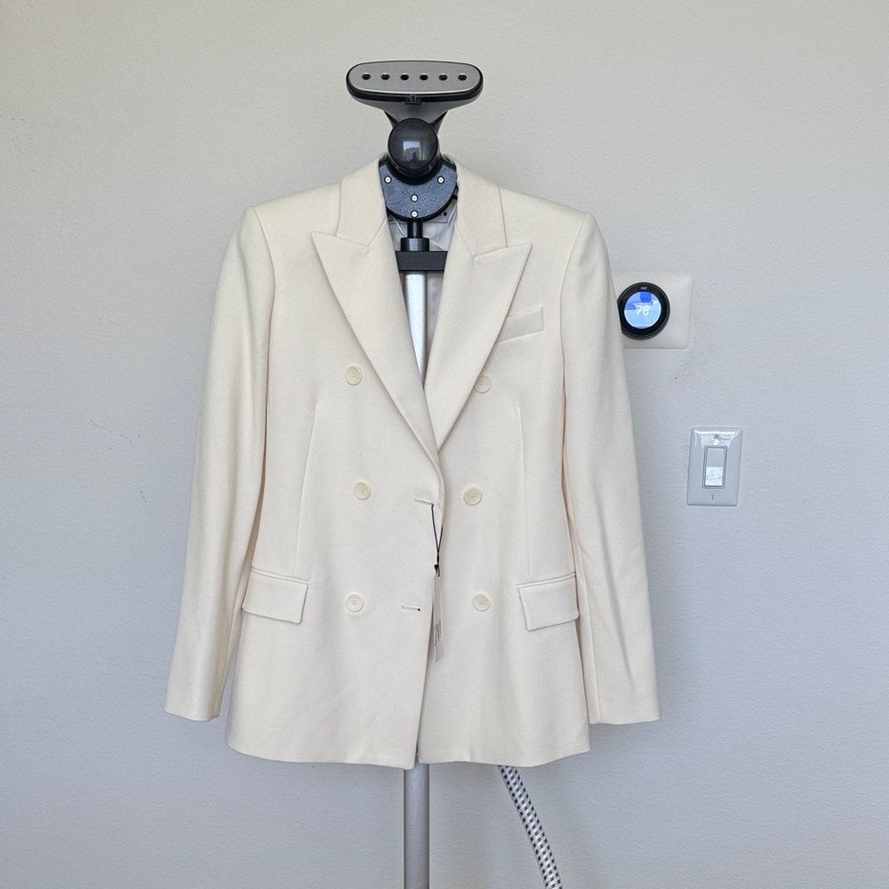 Zara Cream Double-Breasted Blazer